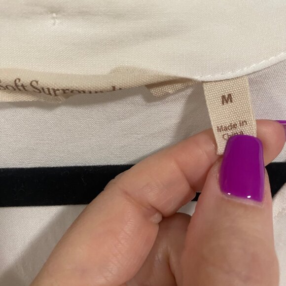 Soft Surroundings Star Embroidered Tunic Roll Tab Sleeves Top Size M - Picture 4 of 10